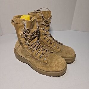 Altama Flight Army Combat Crewman Sz 7.5 Boot Tan Suede Vibram Sole USA AUTH NSN